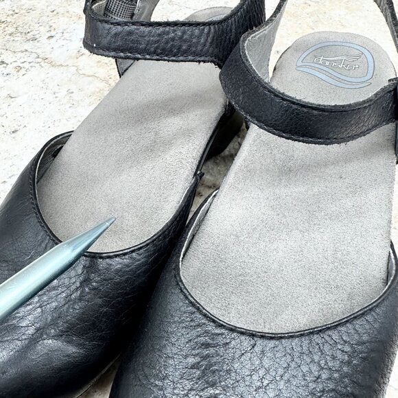 Dansko Shoes Womens Size 38 US 7.5- 8 Black Leather Sam Mary Jane Buckle - Picture 7 of 10